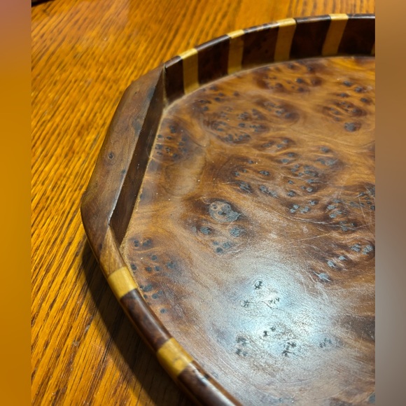 Vintage Handmade oval shape wooden tray,made in Morocco